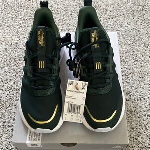 NIB Adidas Women's Green Sneakers with Gold Highlights